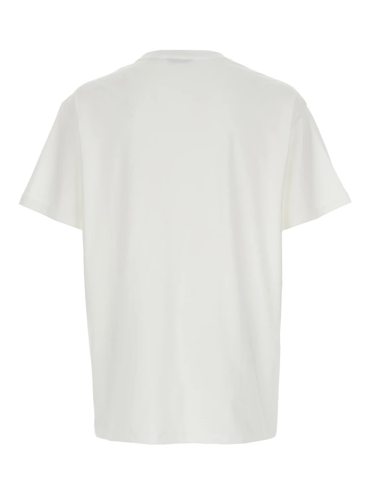 White Crewneck T-Shirt with Contrasting Logo Print on the Front in Cotton Man