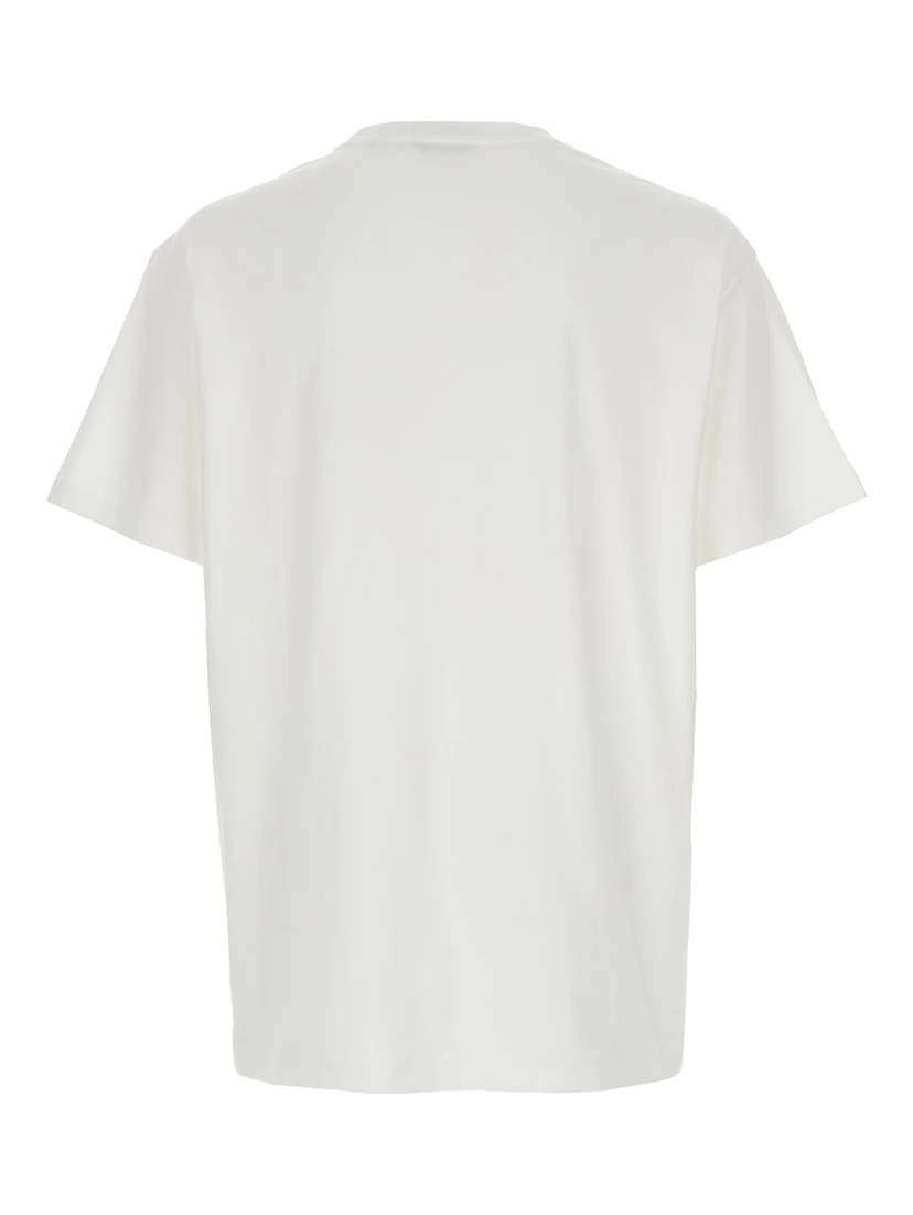 White Crewneck T-Shirt with Contrasting Logo Print on the Front in Cotton Man