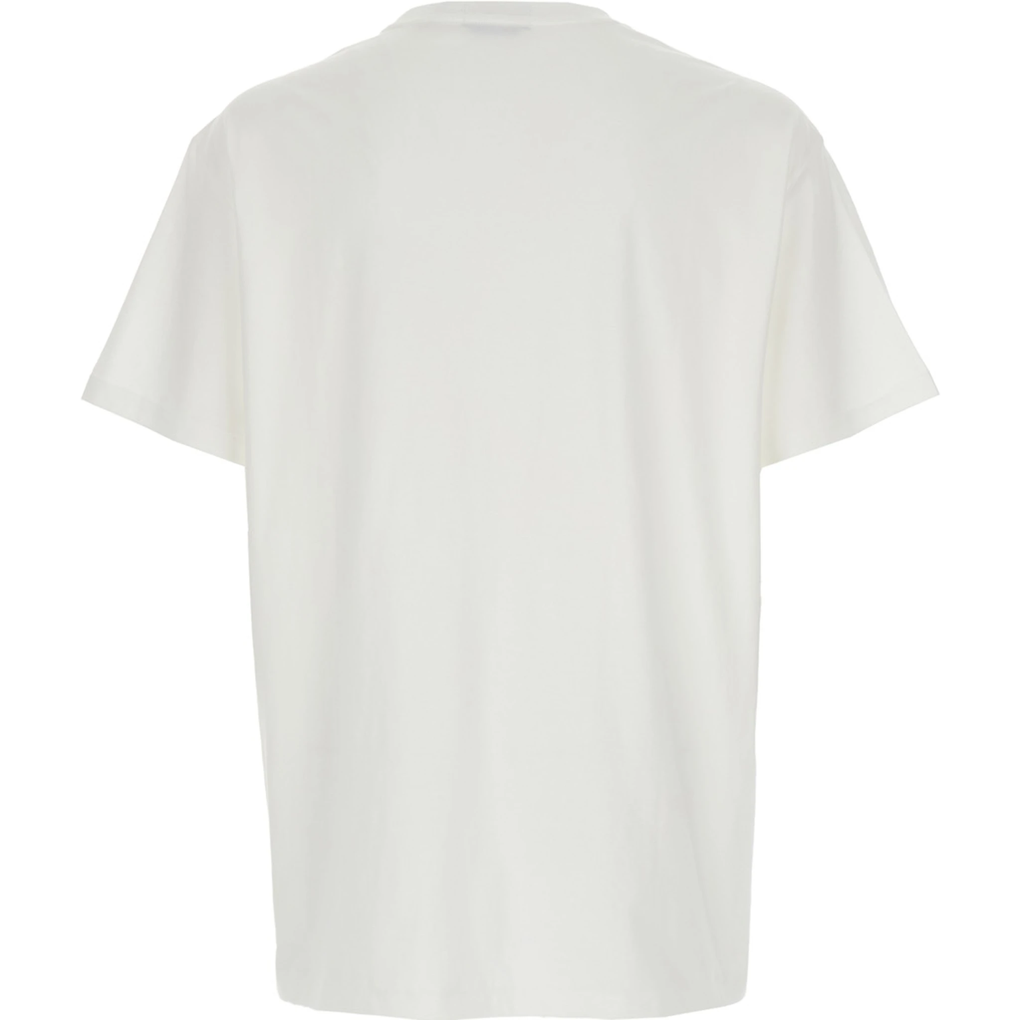 White Crewneck T-Shirt with Contrasting Logo Print on the Front in Cotton Man