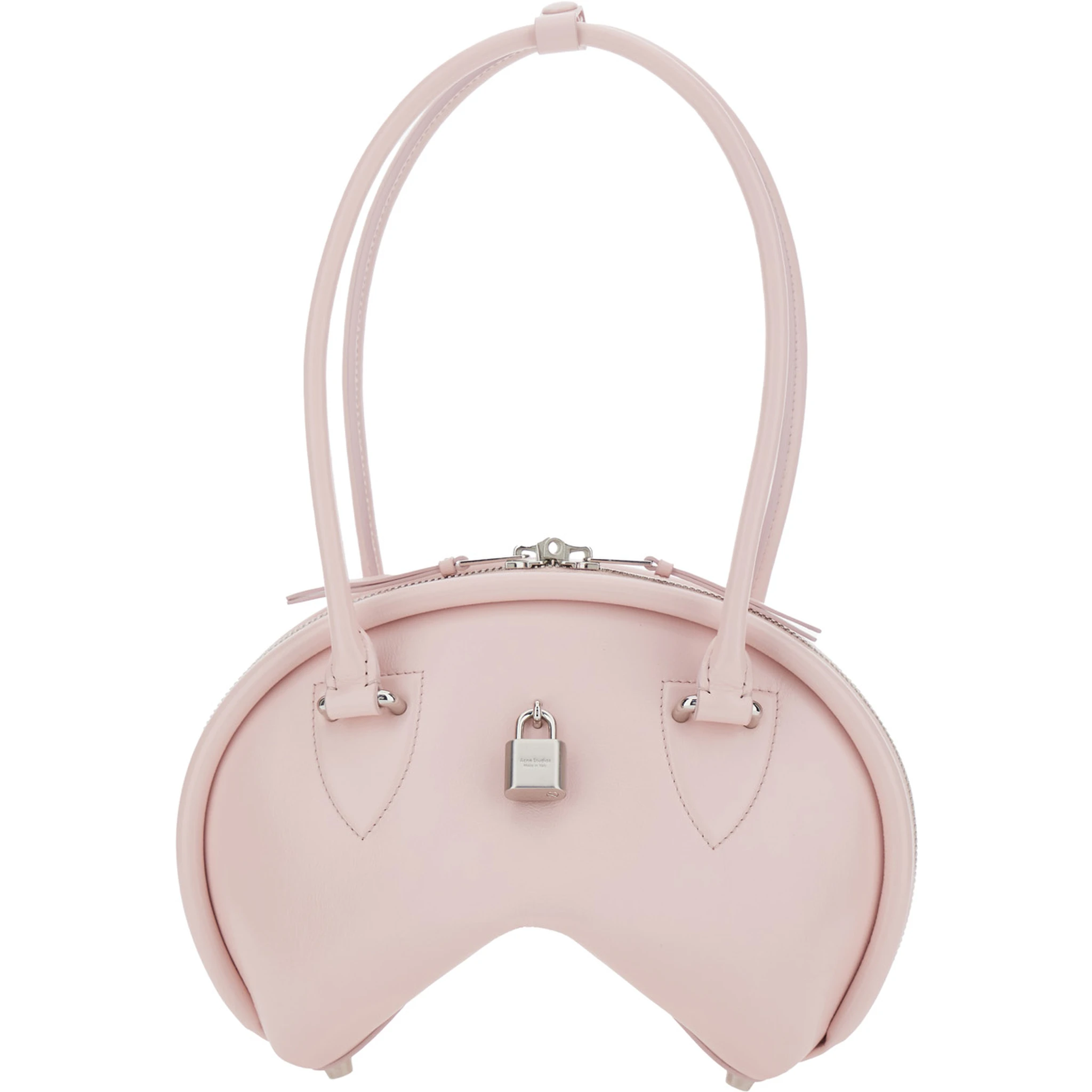 Pink Handbag with Two Top Handles and Logo Plaque on the Front in Leather Woman