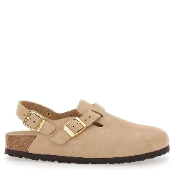 Mule Tokio con Fibbia sul Fronte e sul Retro in Pelle Beige Donna
