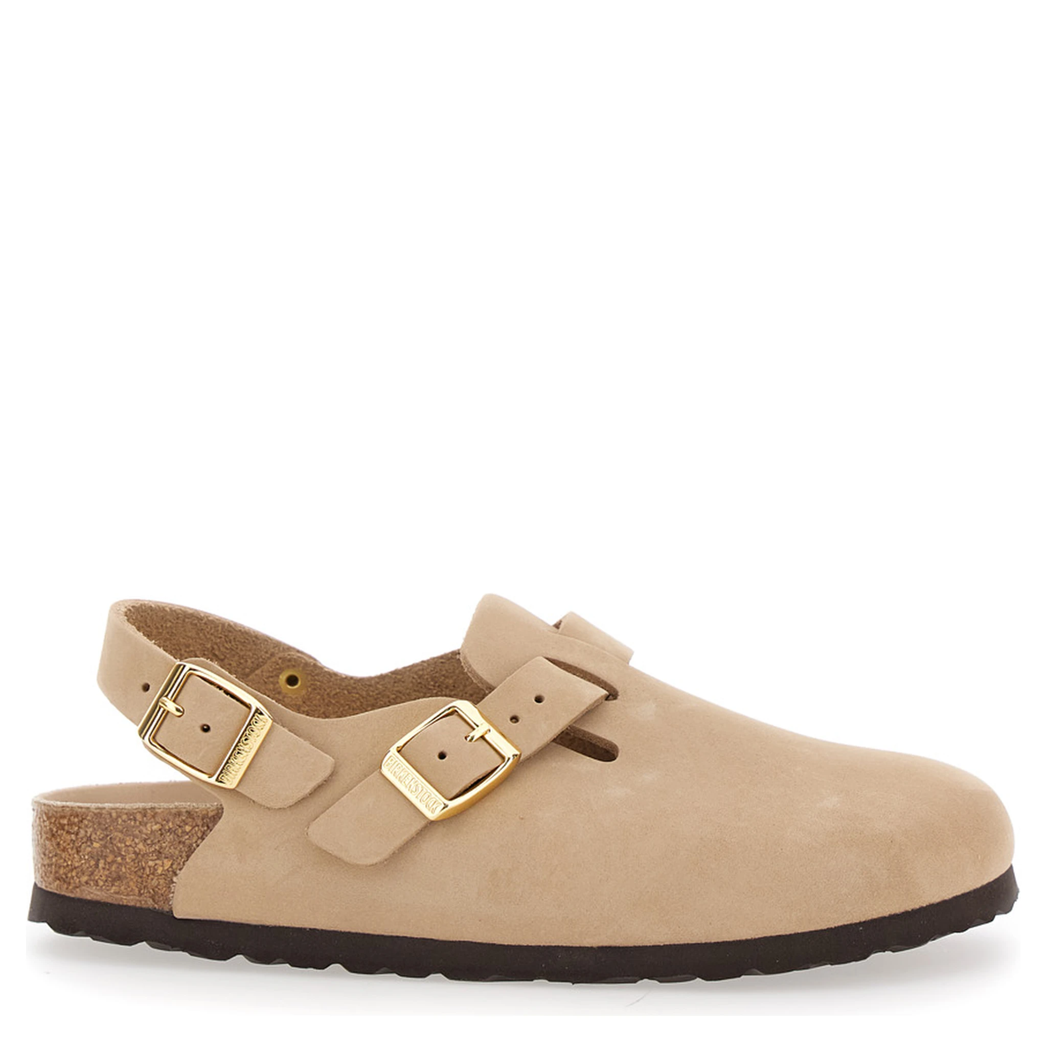 Mule Tokio con Fibbia sul Fronte e sul Retro in Pelle Beige Donna