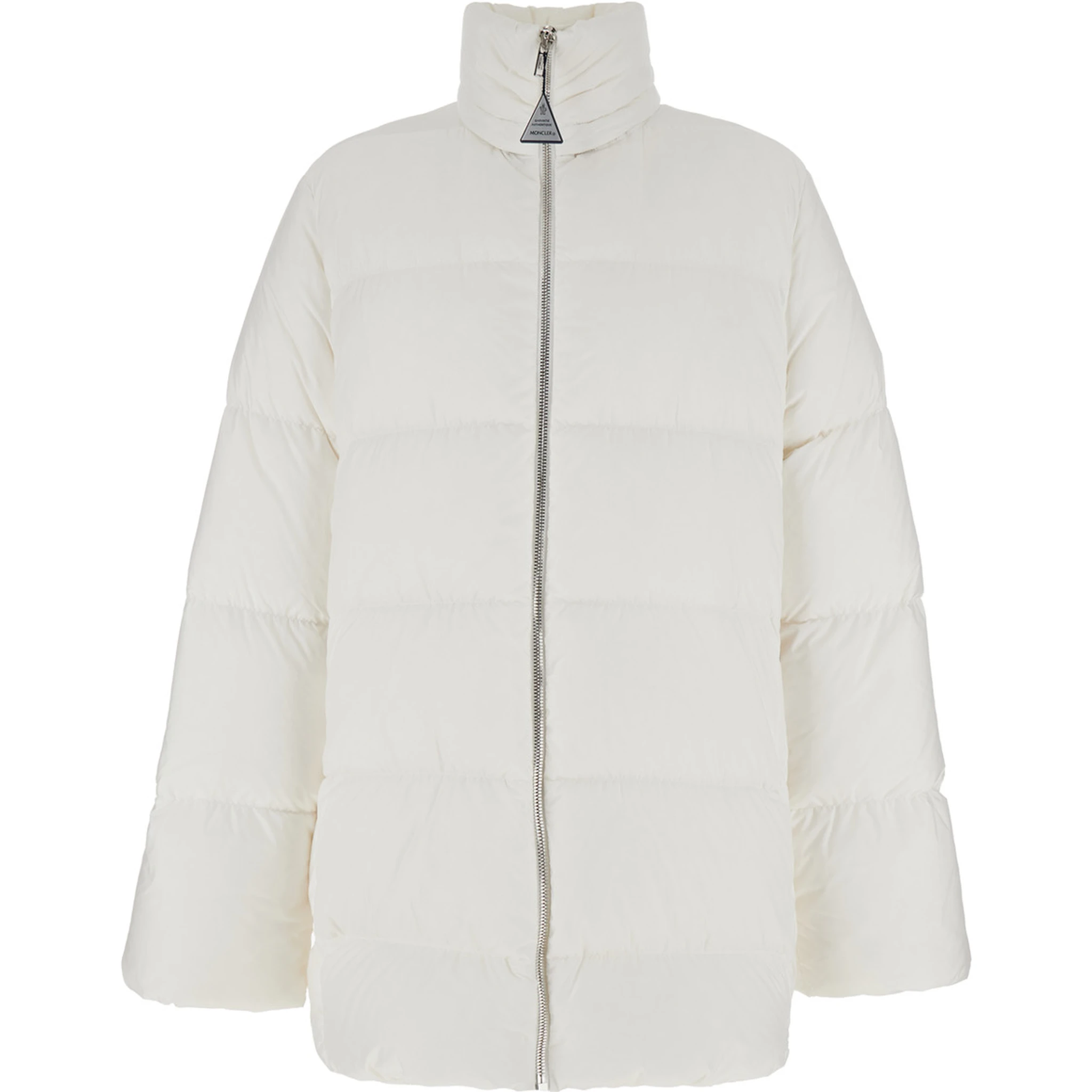 Cyclopic White Down Jacket with Removable Hood and Logo Patch in Tech Fabric Man