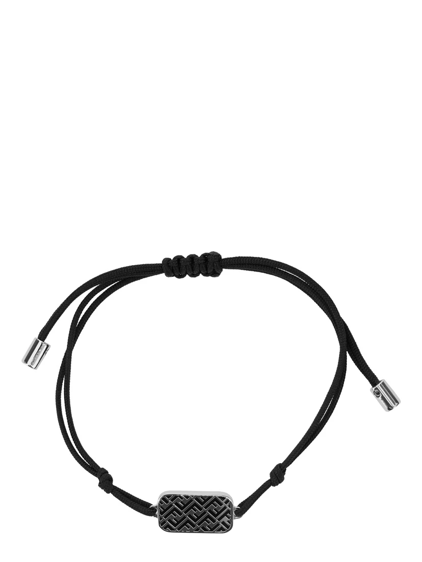 Metallic Bracelet with FF Plaque Pendant in Fabric Man
