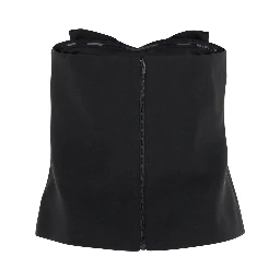 Black Sleeveless Top with Bandeau Neckline in Tech Fabric Woman