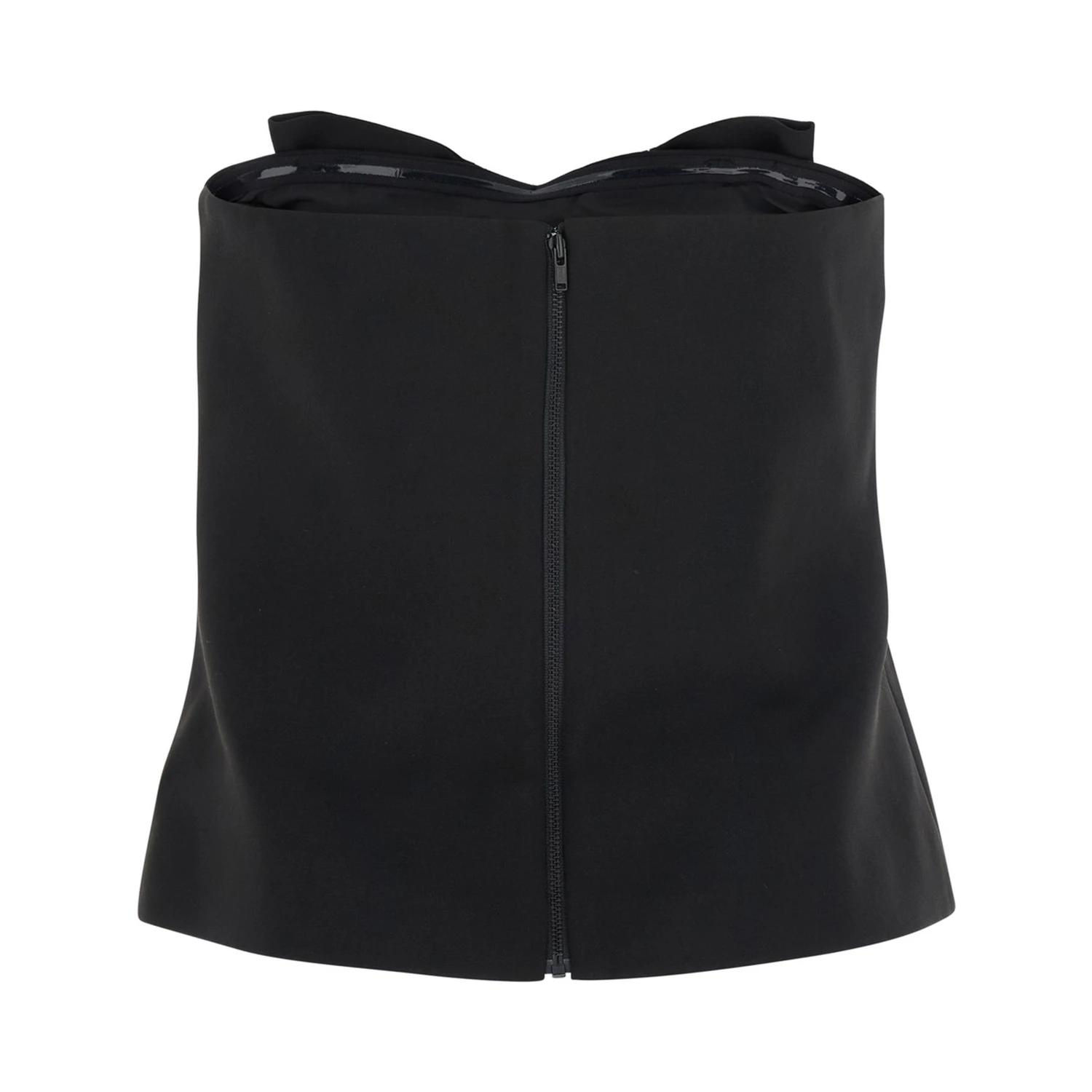 Black Sleeveless Top with Bandeau Neckline in Tech Fabric Woman