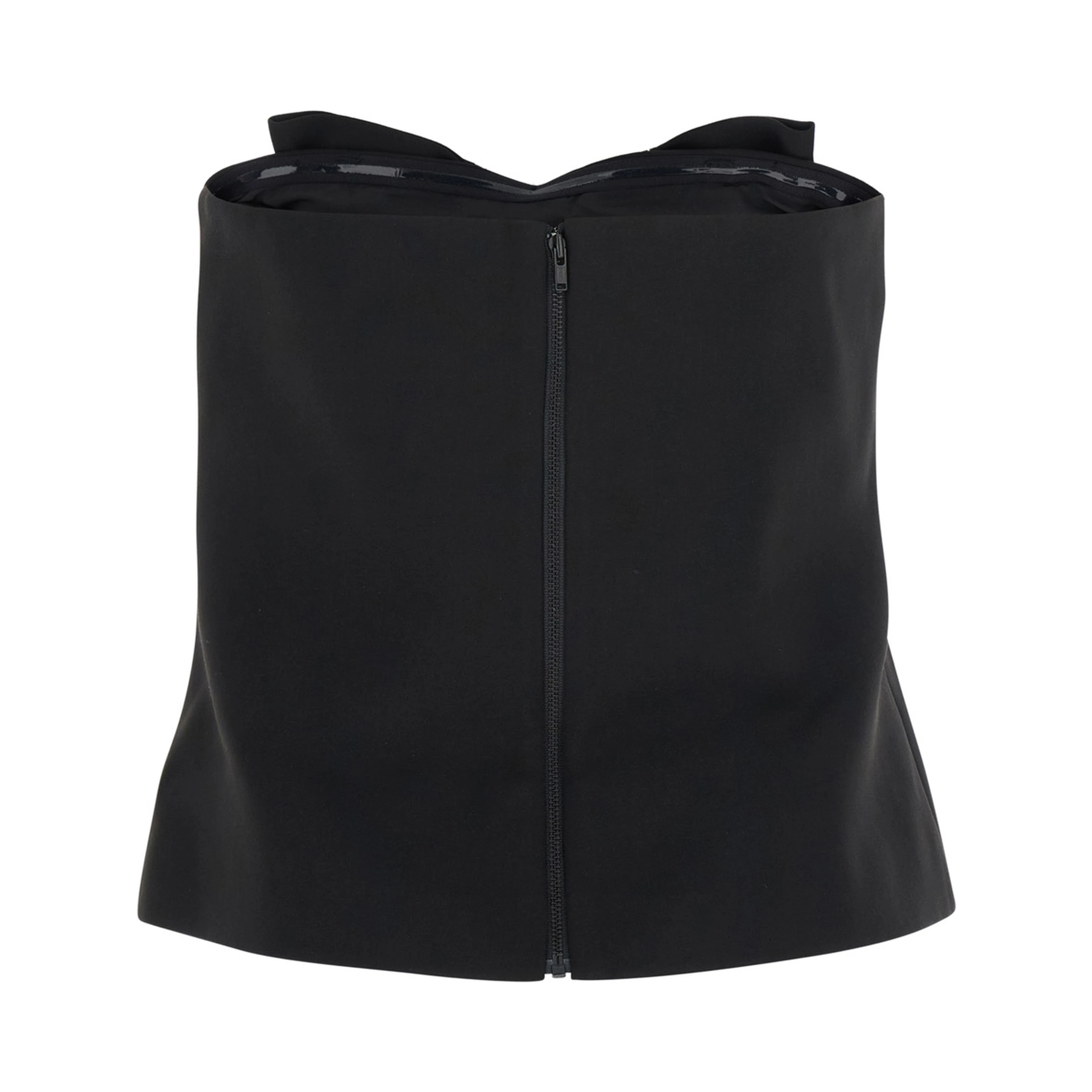 Black Sleeveless Top with Bandeau Neckline in Tech Fabric Woman