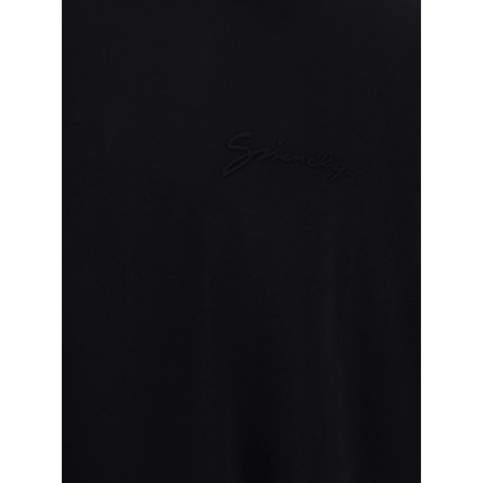 Black Crewneck T-Shirt with Embossed Logo on Front in Cotton Man