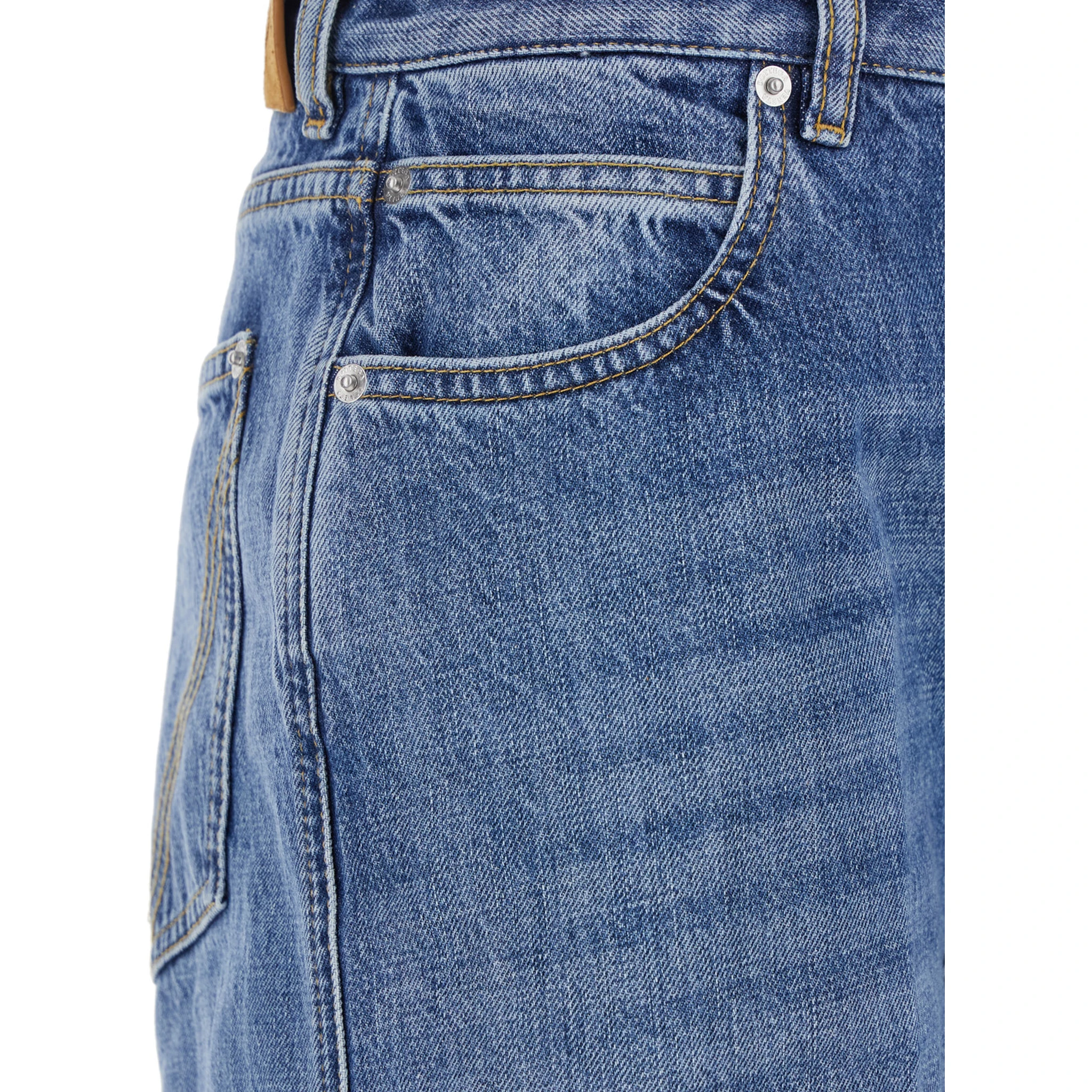 Vintage Indigo BLue Jeans with Turn-Up Hem in Cotton Blend Woman