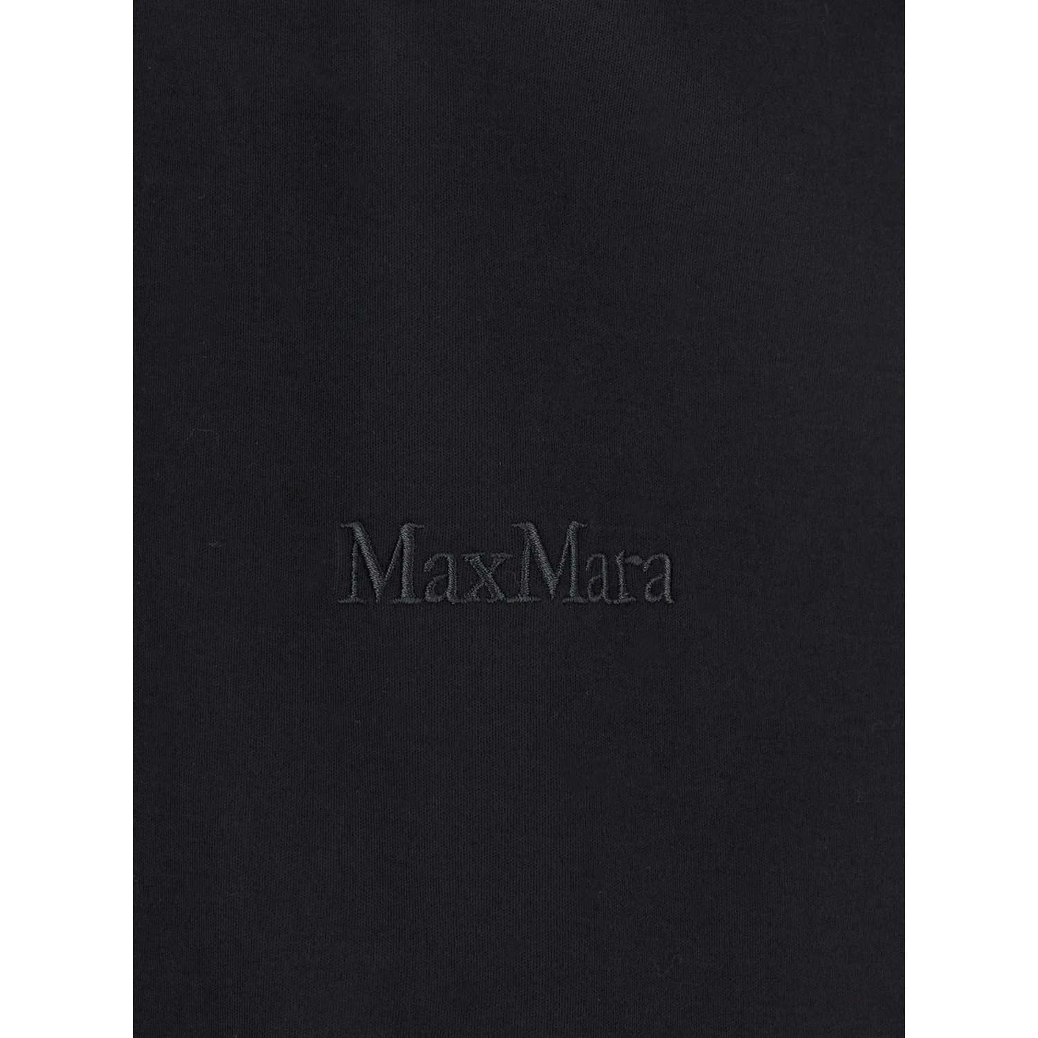 Black T-Shirt with Logo Embroidered on the Front in Cotton Woman