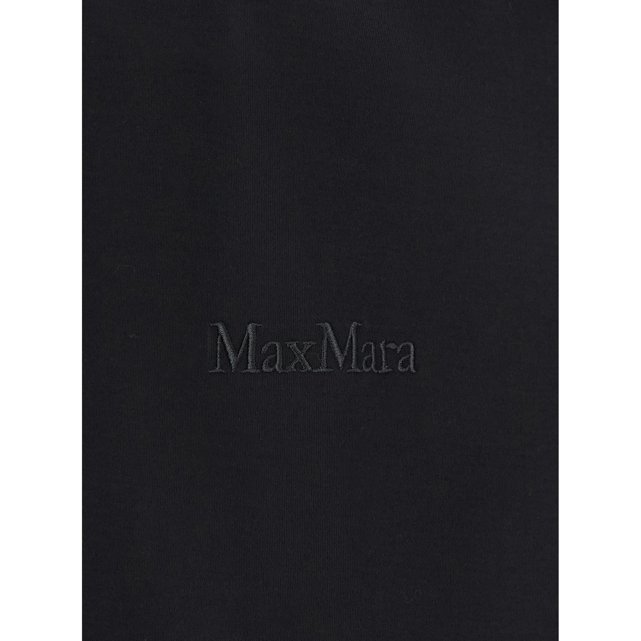 Black T-Shirt with Logo Embroidered on the Front in Cotton Woman