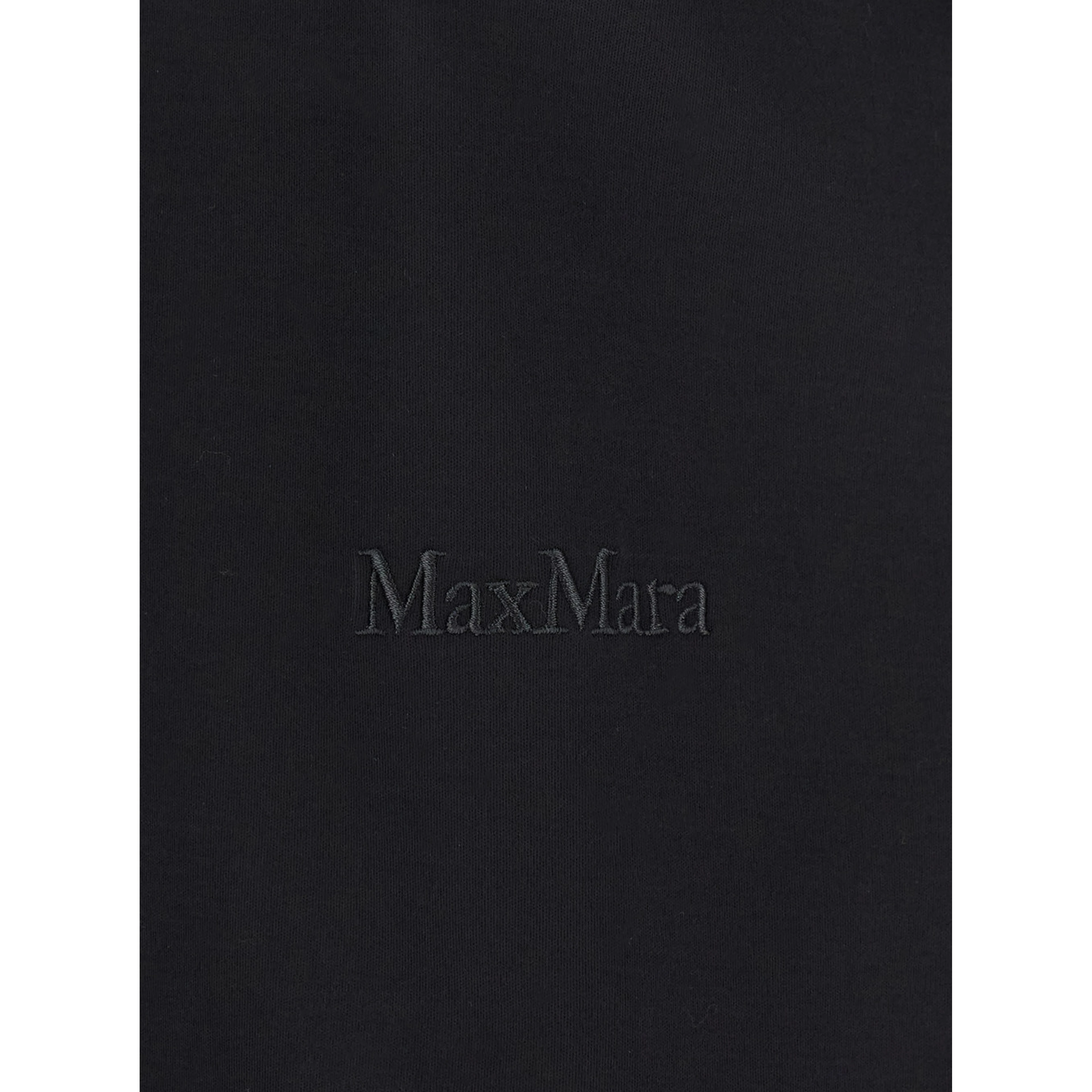 Black T-Shirt with Logo Embroidered on the Front in Cotton Woman