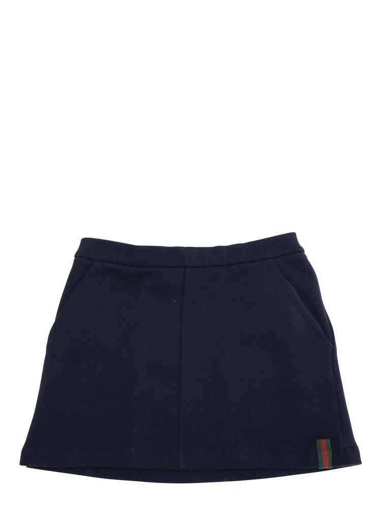 Blue Mini Skirt with Web Detail on Hem in Cotton Girls