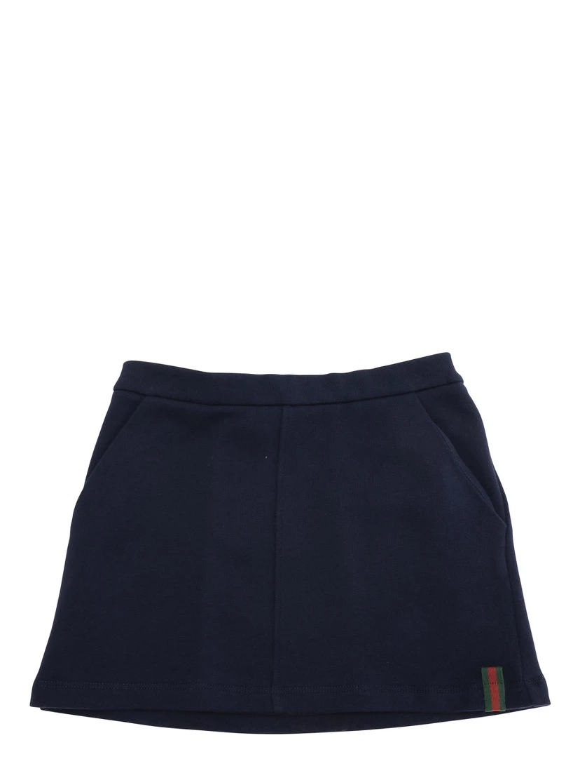 Blue Mini Skirt with Web Detail on Hem in Cotton Girls