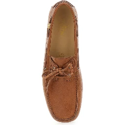 Fastaway Brown Loafers with VLogo Plaque and Decorative Laces with Logo in Leather Man