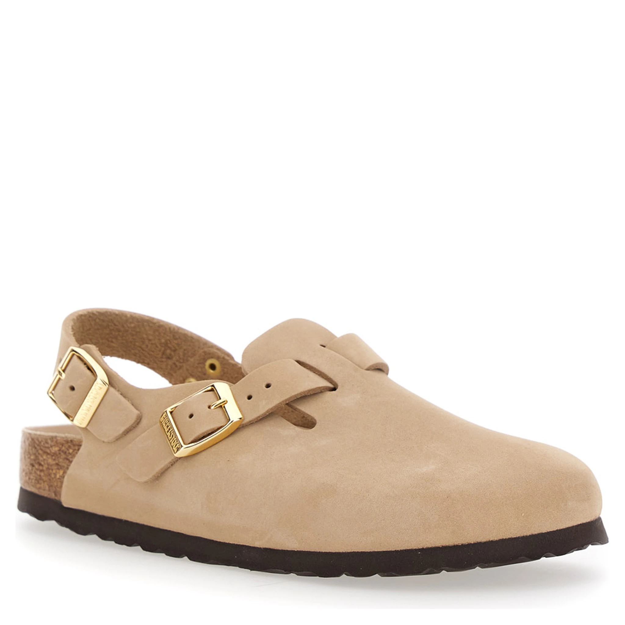 Mule Tokio con Fibbia sul Fronte e sul Retro in Pelle Beige Donna