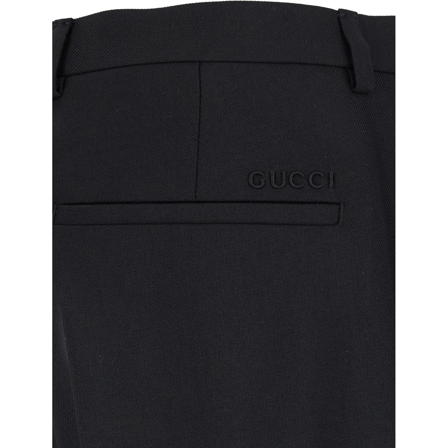 Black Tailored Pants with Tonal Logo Lettering in Wool Man