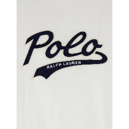 White Crewneck T-Shirt with Contrasting Logo Print on the Front in Cotton Man