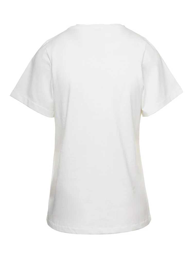 Crewneck T-Shirt in White Cotton Woman