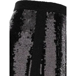 Black Midi Skirt With Sequins All-Over in Technical Fabric Woman