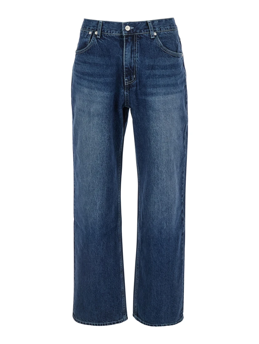 Essentia Blue Jeans with Logo Patch on the Rear in Denim Man