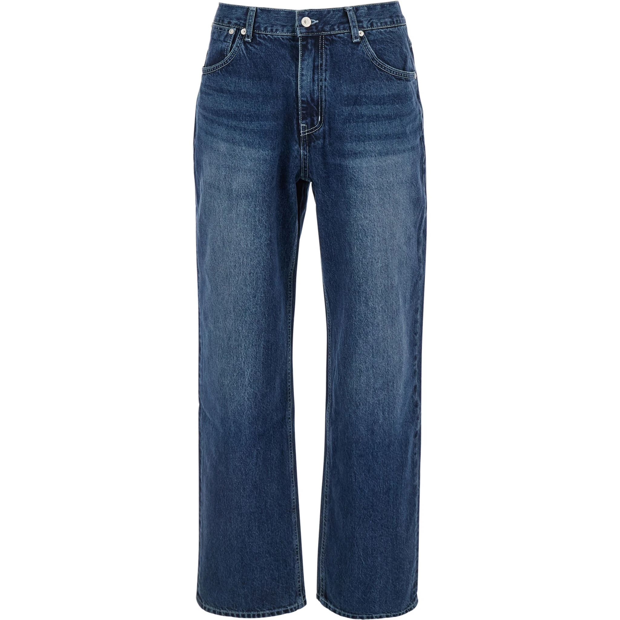Essentia Blue Jeans with Logo Patch on the Rear in Denim Man