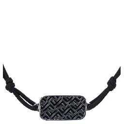 Metallic Bracelet with FF Plaque Pendant in Fabric Man