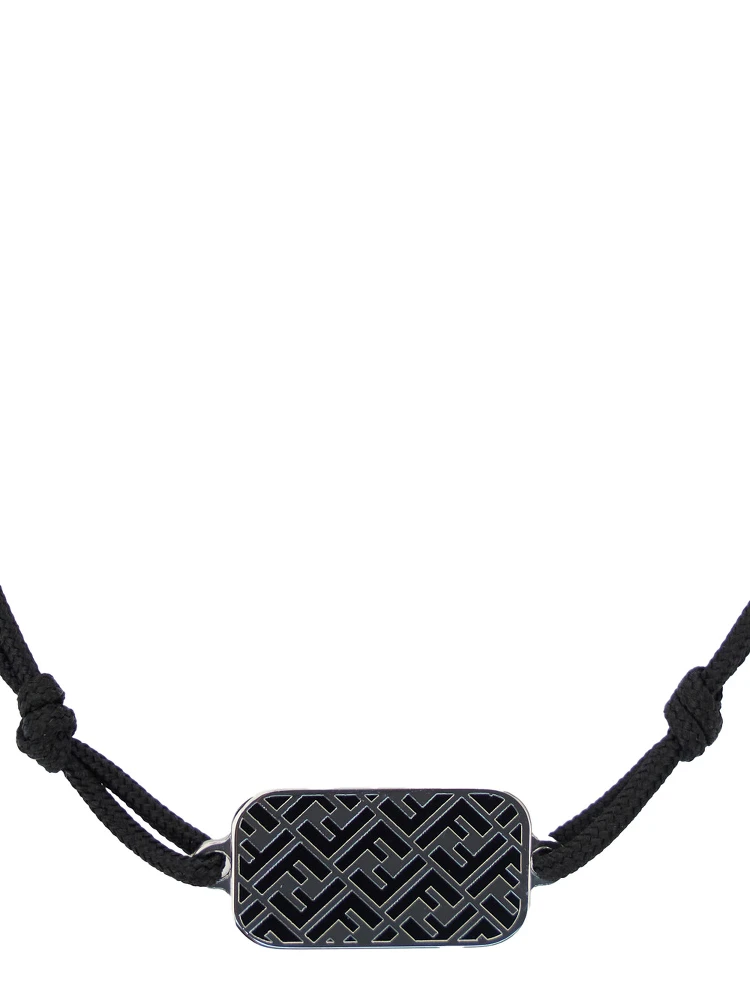Metallic Bracelet with FF Plaque Pendant in Fabric Man alternative