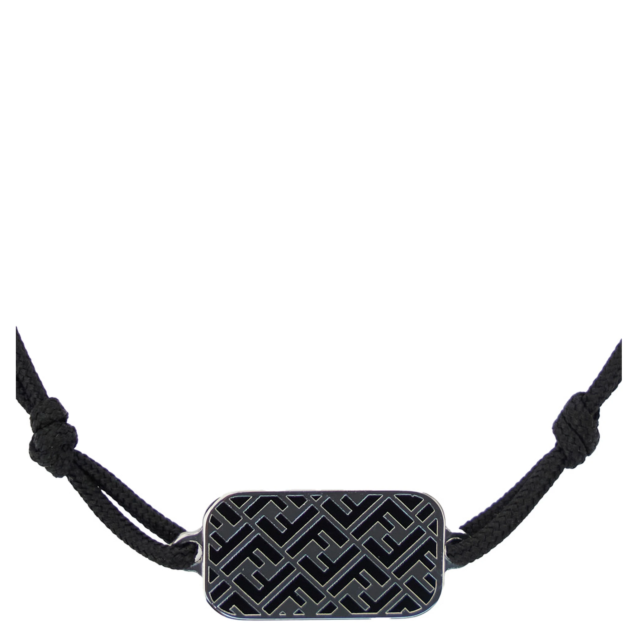 Metallic Bracelet with FF Plaque Pendant in Fabric Man