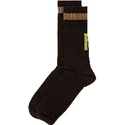 Brown Socks with FF Logo Embroidery in Cotton Blend Man