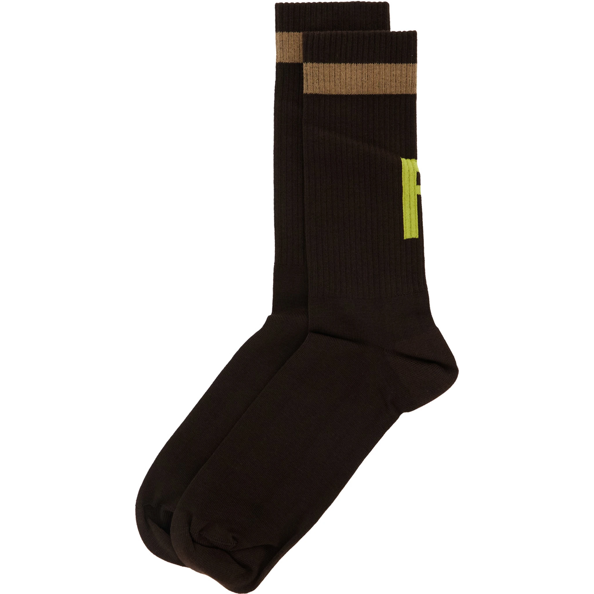 Brown Socks with FF Logo Embroidery in Cotton Blend Man
