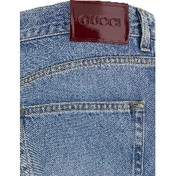 Blue Jeans with Belt Loops and Logo Patch on the Rear in Denim Woman