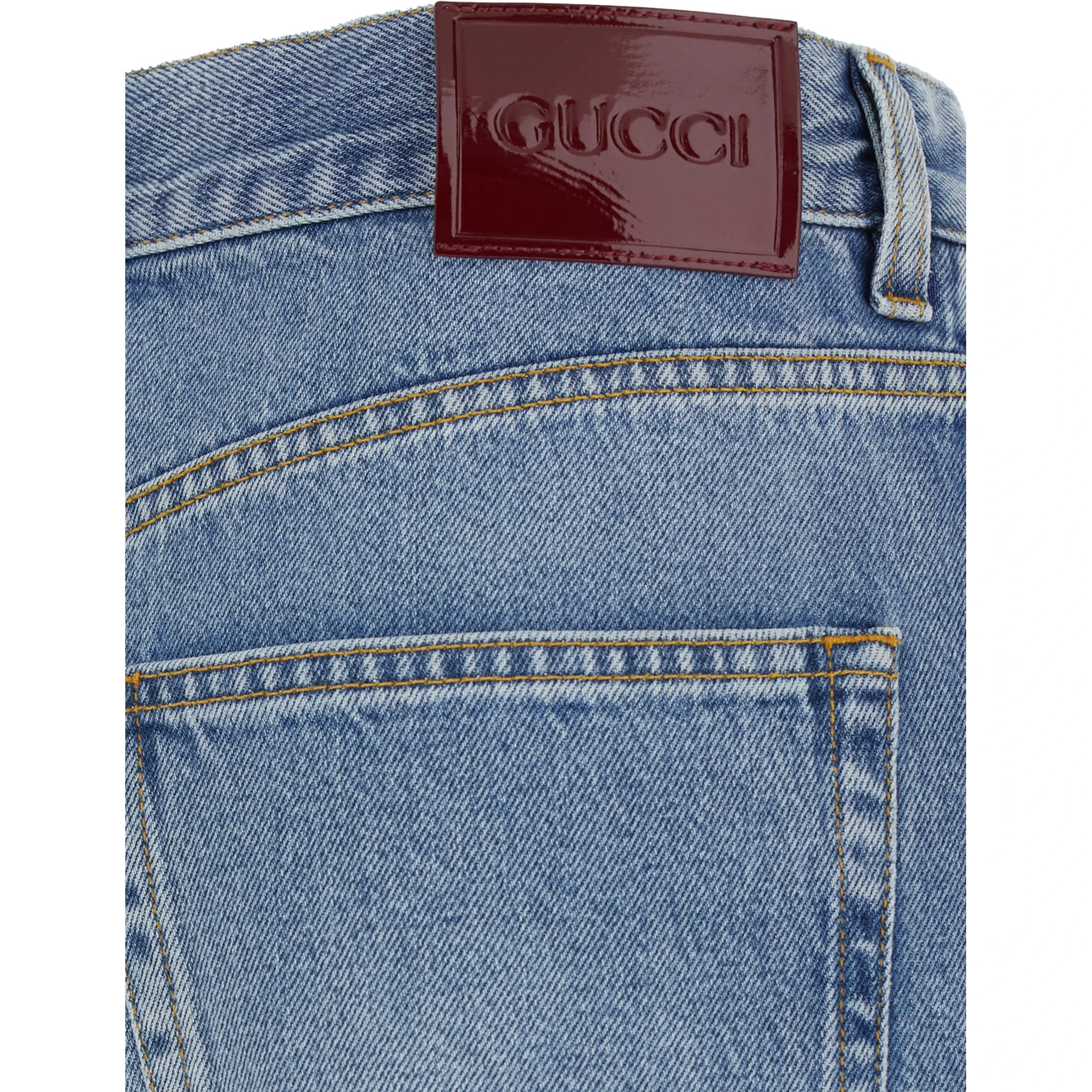 Blue Jeans with Belt Loops and Logo Patch on the Rear in Denim Woman