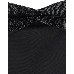 Black Sleeveless Top with Bandeau Neckline in Tech Fabric Woman