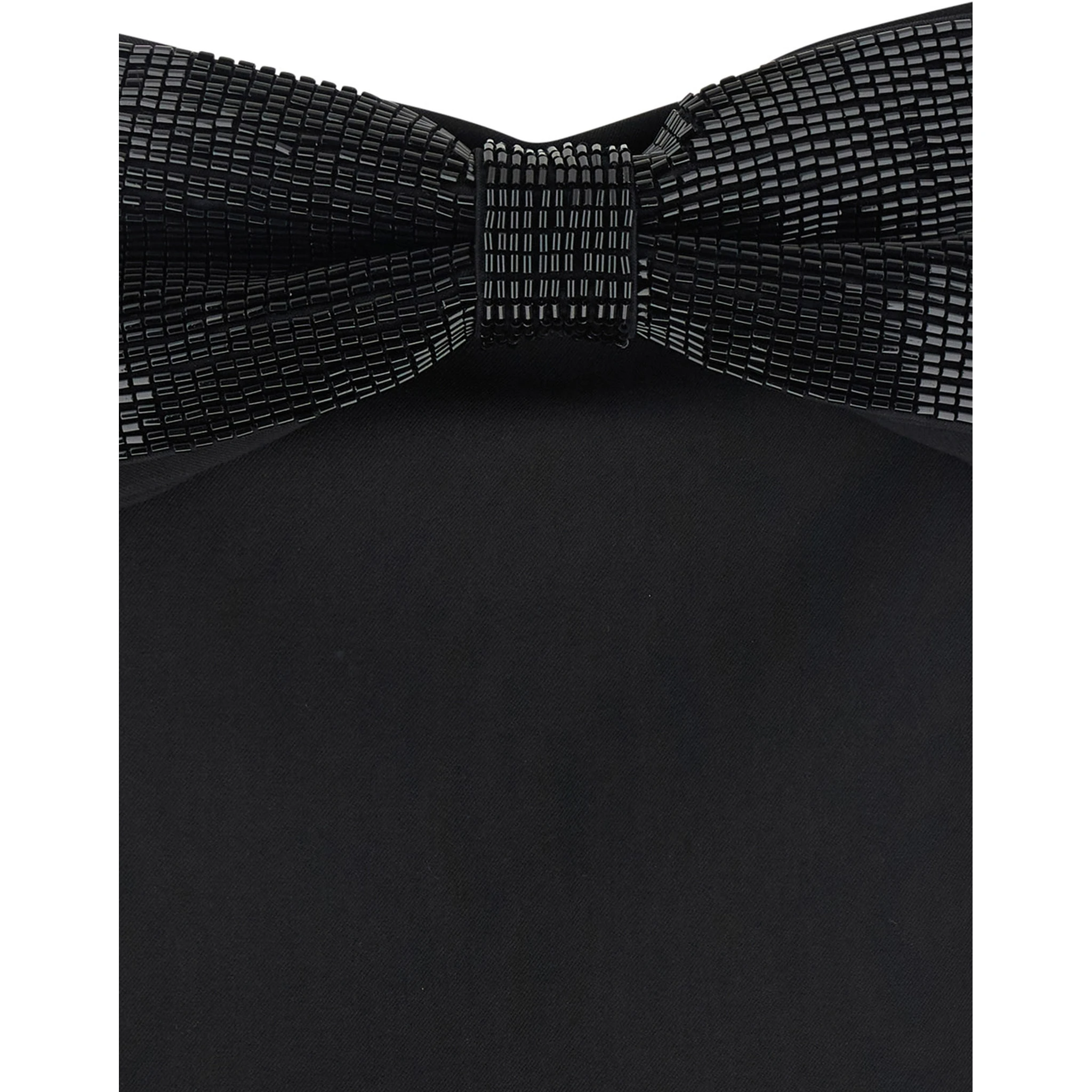 Black Sleeveless Top with Bandeau Neckline in Tech Fabric Woman