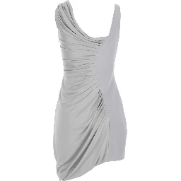 Grey Draped Mini Dress with Medusa 95 Detail in Viscose Woman
