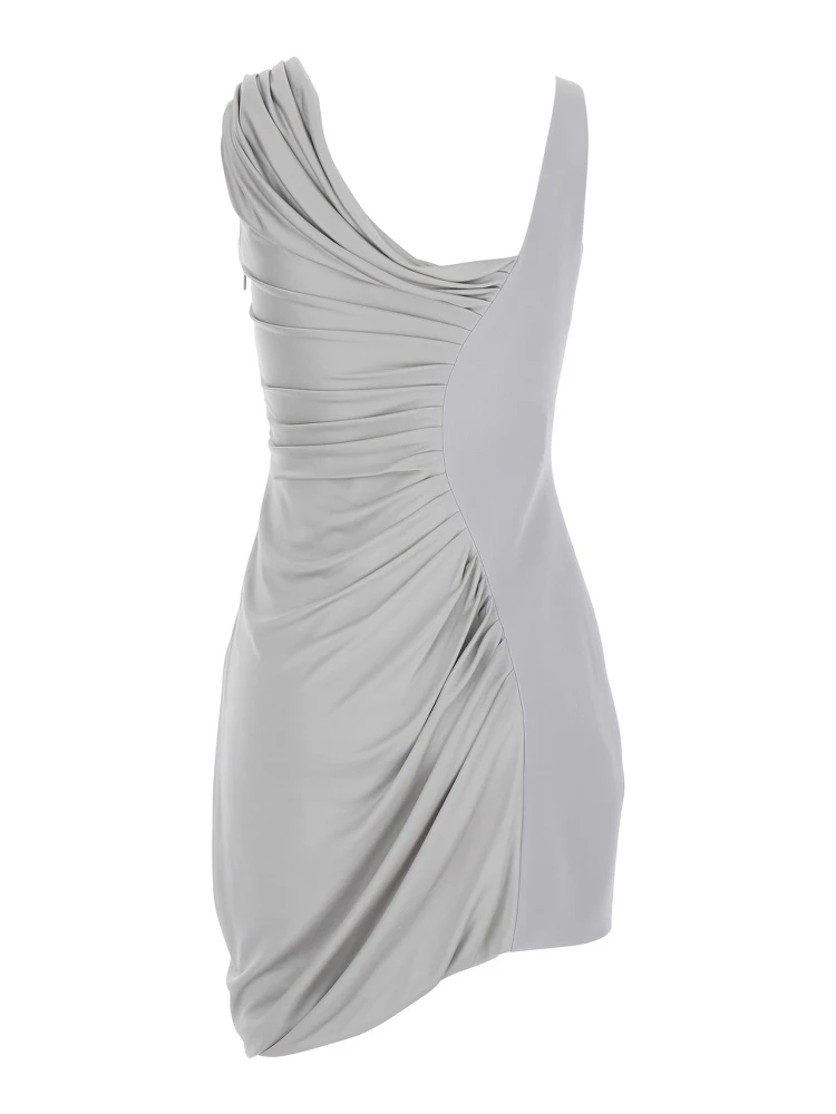 Grey Draped Mini Dress with Medusa 95 Detail in Viscose Woman alternative
