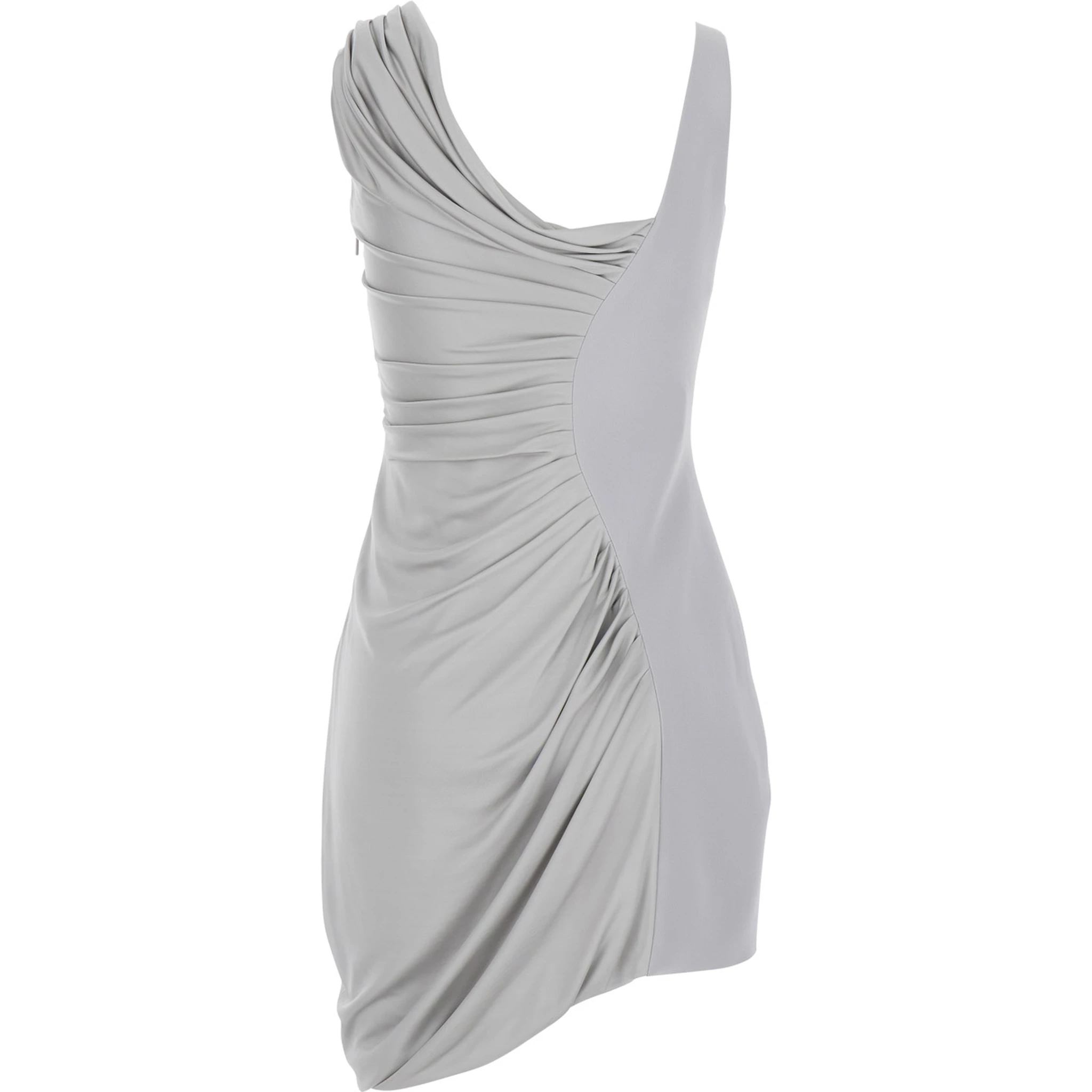 Grey Draped Mini Dress with Medusa 95 Detail in Viscose Woman