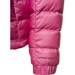 Walibi Pink Down Jacket with Logo Patch in Polyamide Woman
