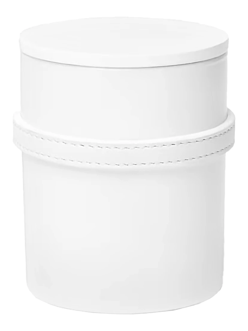 Medusa 95 White Candle with Wood Lid and Removable Leather Strap in Wood and Glass Home