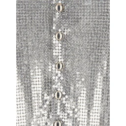 Metallic Miniskirt with High Waist and Chainmail Detail in Tech Fabric Woman