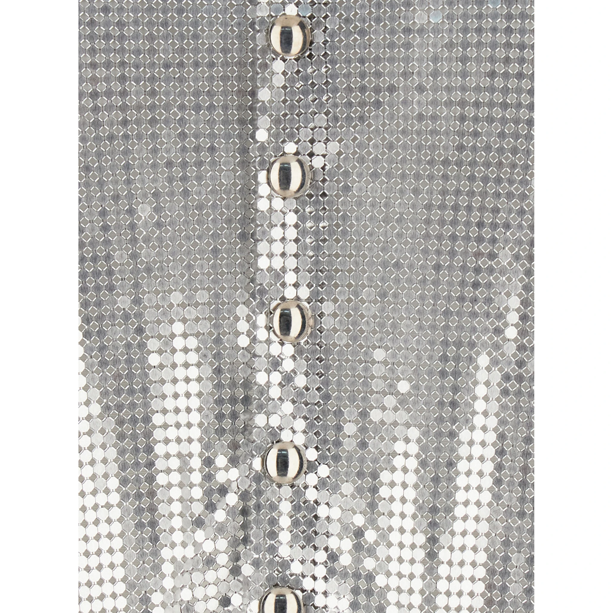 Metallic Miniskirt with High Waist and Chainmail Detail in Tech Fabric Woman