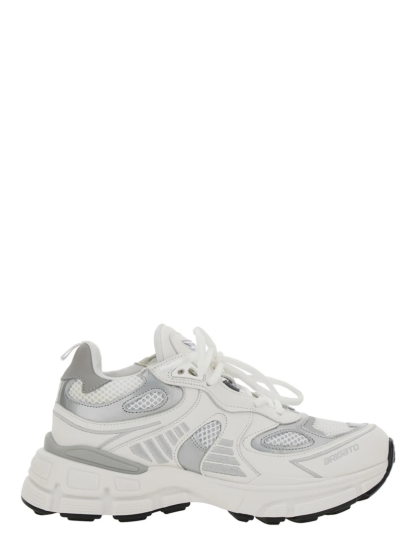 Marathon Ghost Runner White Low Top Sneakers with Reflectivce Details in Leather Blend Woman