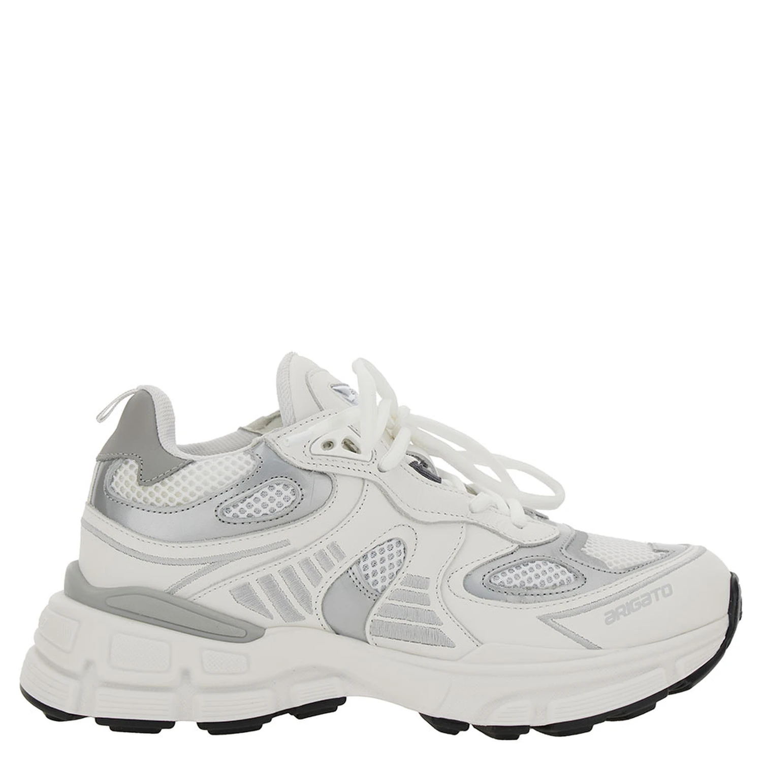 Marathon Ghost Runner White Low Top Sneakers with Reflectivce Details in Leather Blend Woman