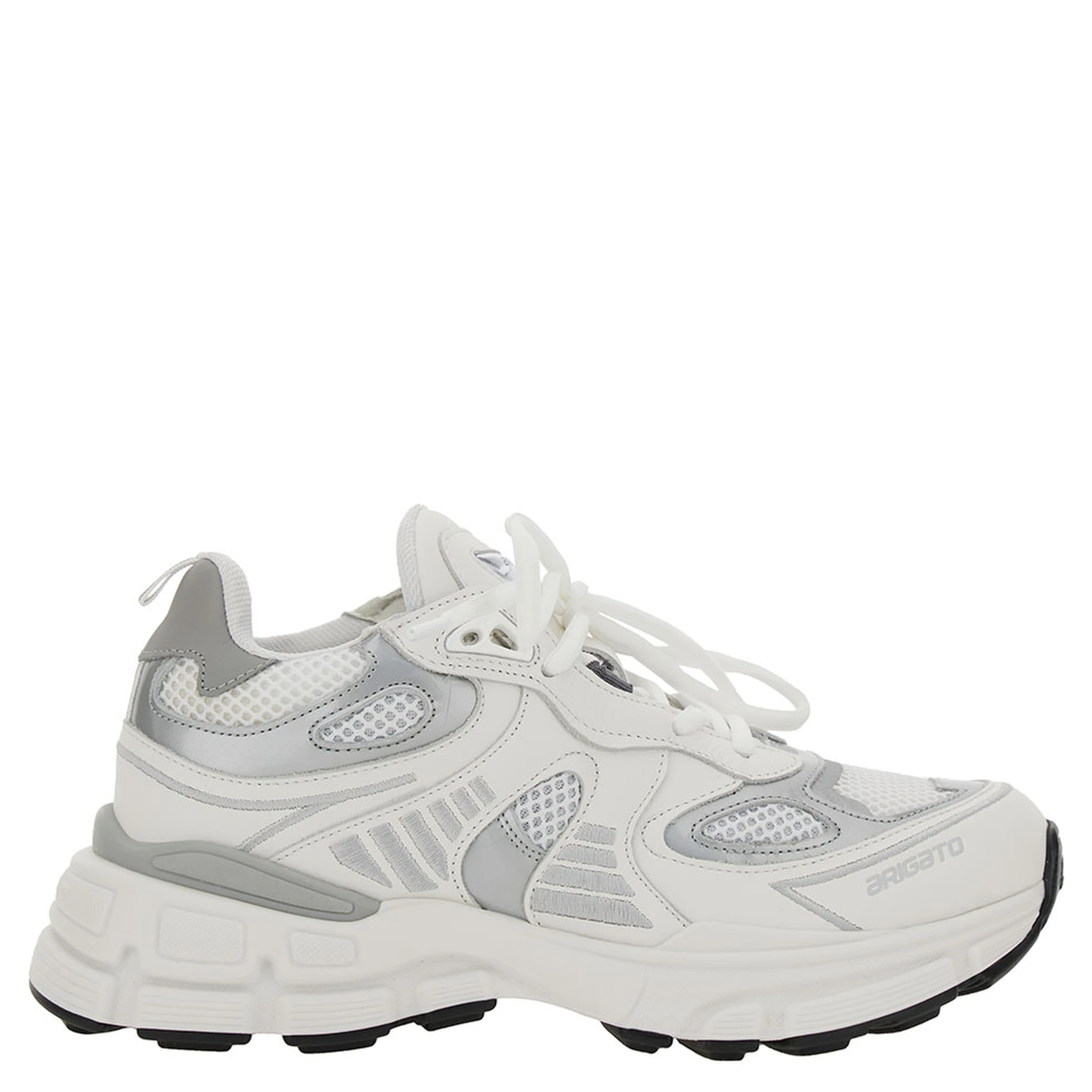 Marathon Ghost Runner White Low Top Sneakers with Reflectivce Details in Leather Blend Woman