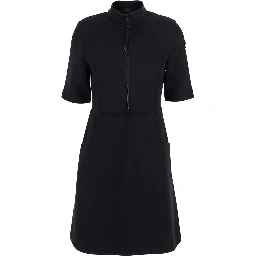 Black Dress with Logo Patch Applied on the Sleeve in Cotton Blend Woman