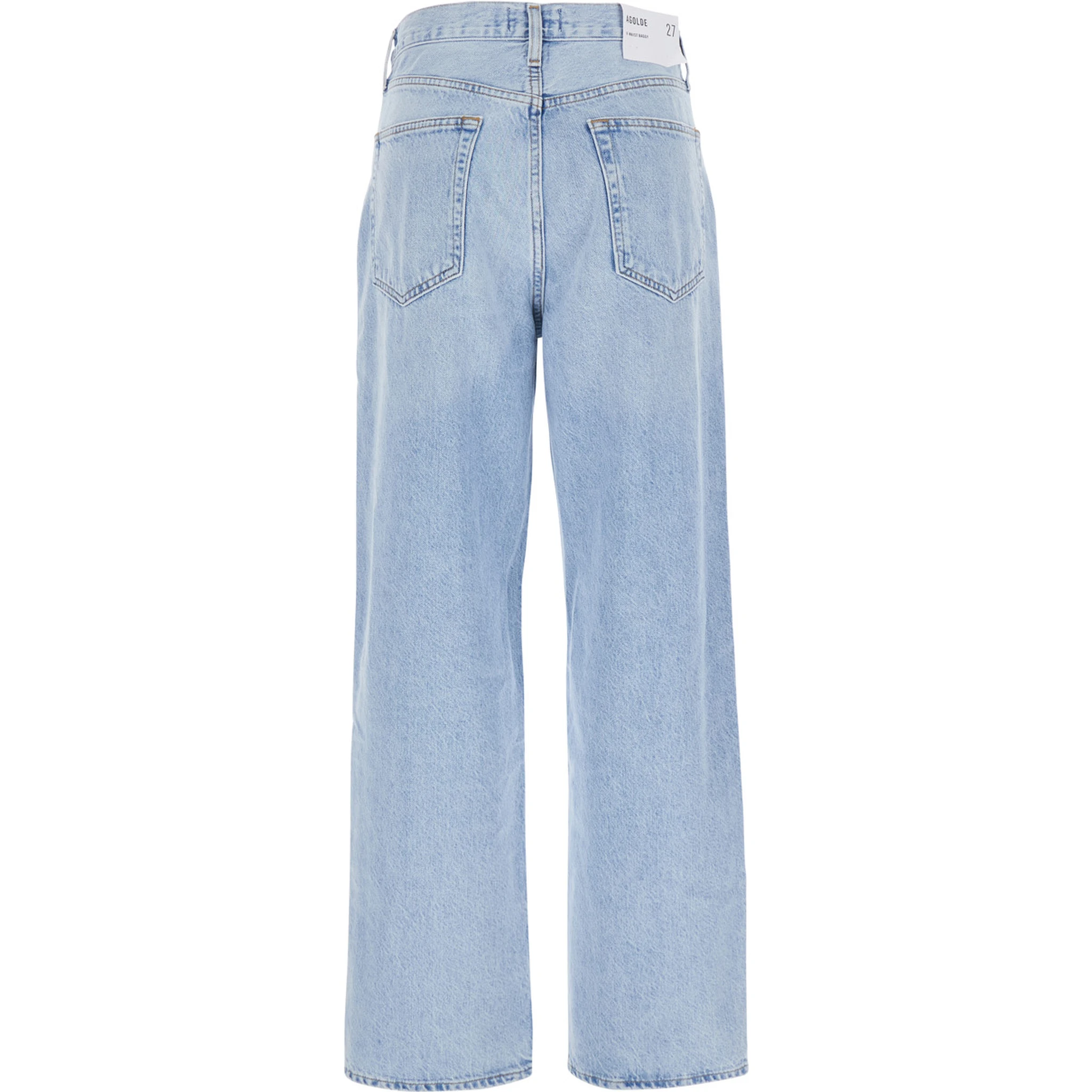 Blue Jeans with Wide Leg and Logo Patch on the Rear in Denim Woman