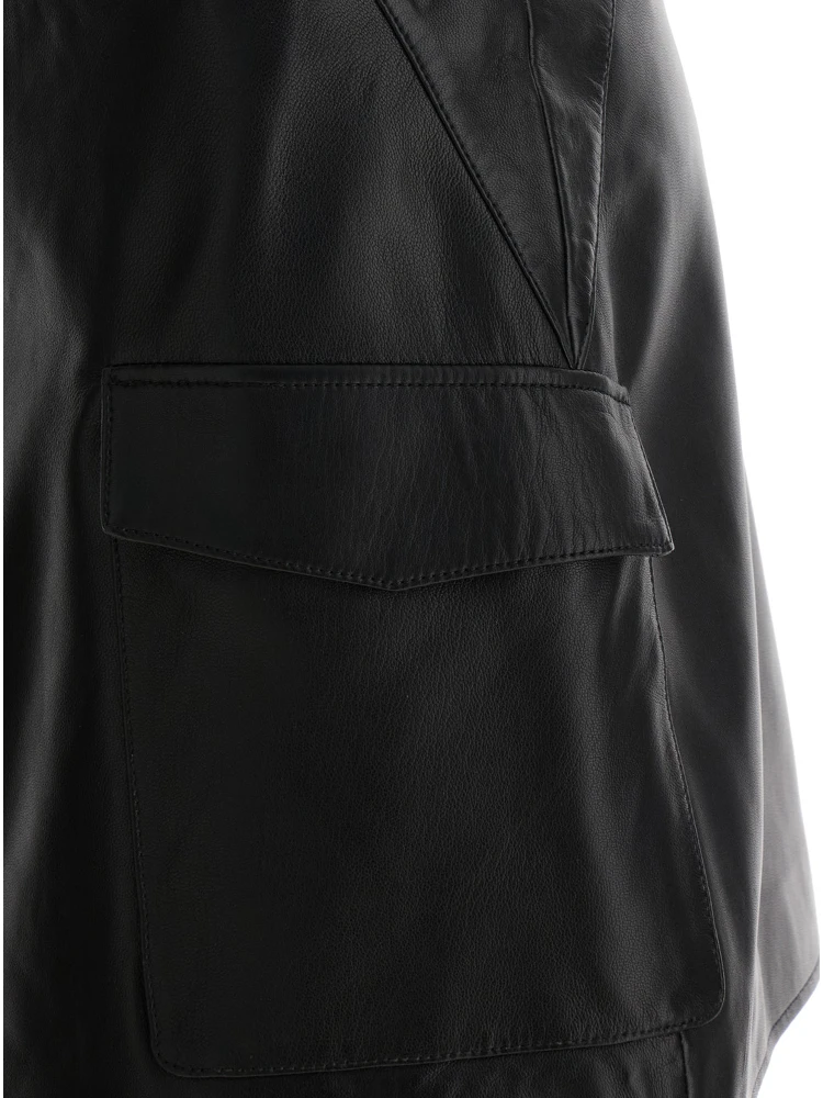 Black Wallet Skirt with Pockets in Leather Woman alternative