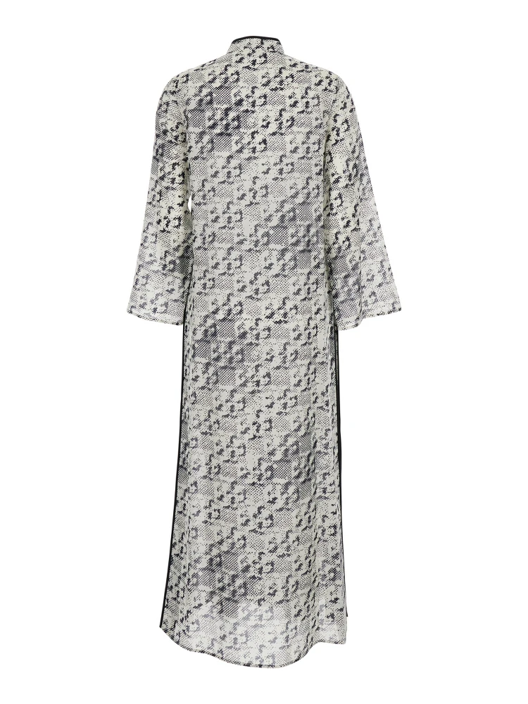 Grey Kaftan with Contrasting Trims and Eyelet Closure on the Front in Silk and Cotton Blend Woman alternative