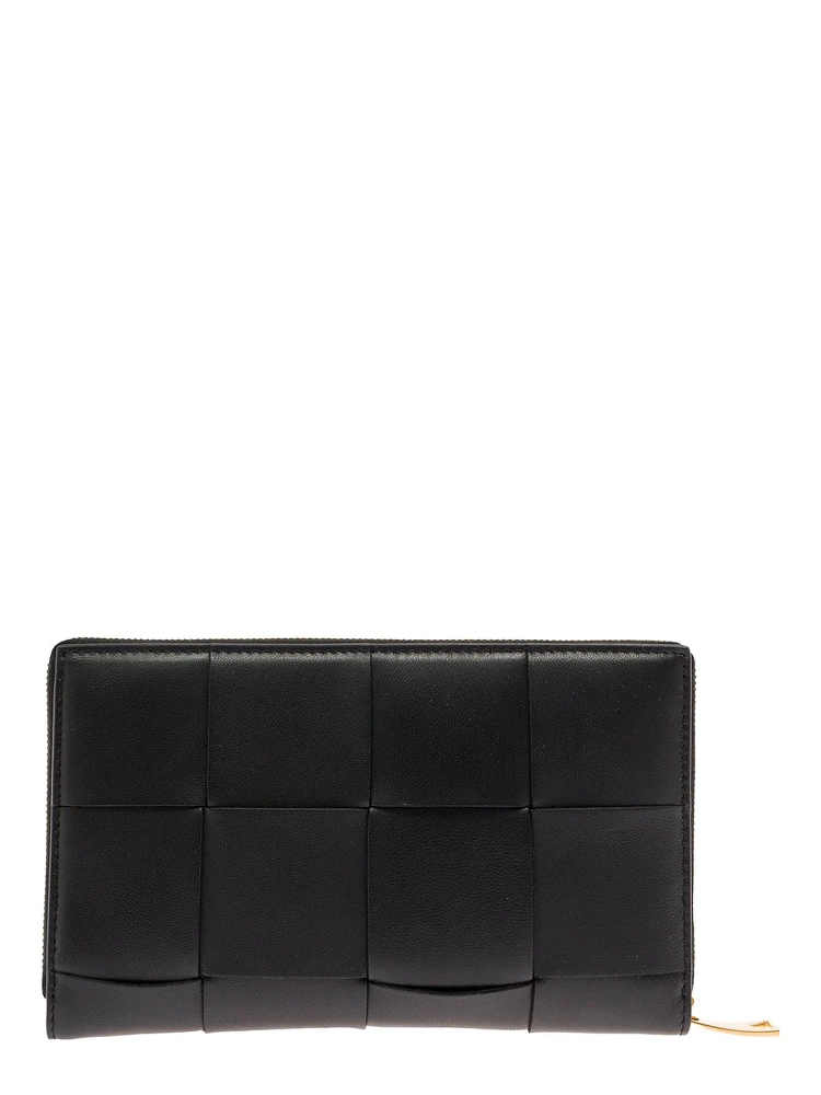 Black Intreccio Nappa Leather Wallet Bottega Veneta Woman